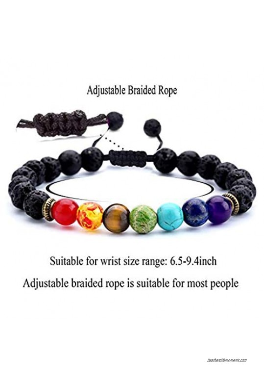 8mm Chakra for Women Stone Lava Rock Bracelet Stone Yoga Beads Bangle