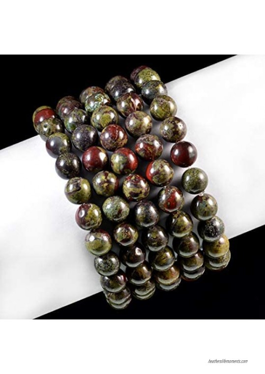 AD Beads Natural Gemstone Round Beads Stretch Bracelet Healing Reiki 10mm (Bloodstone)