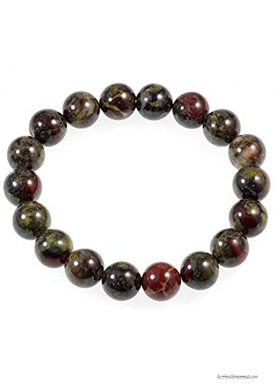 AD Beads Natural Gemstone Round Beads Stretch Bracelet Healing Reiki 10mm (Bloodstone)