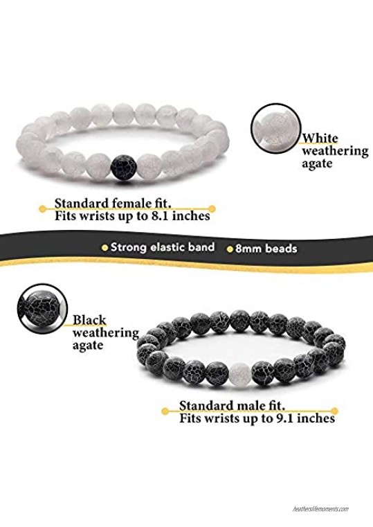 Anavego True Bond Comes with Unique Storage Gift Box Matching Couples Bracelet Set. Gift for Him Her Boyfriend Girlfriend Husband Wife Women Men Newlyweds Hubby Mother & Father. 8 Millimeter Beaded
