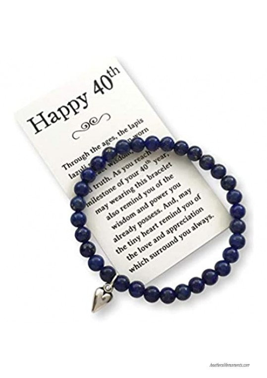 Birthday Jewelry Gift for Woman Turning 40 – Bead Bracelet with Meaningful Message Card & Gift Box