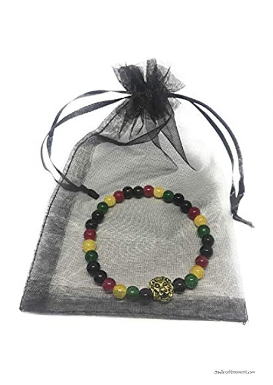 Chavarrieta Rasta Lion Glass Beads Bracelet.