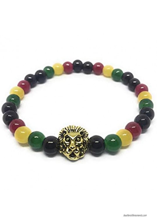 Chavarrieta Rasta Lion Glass Beads Bracelet.