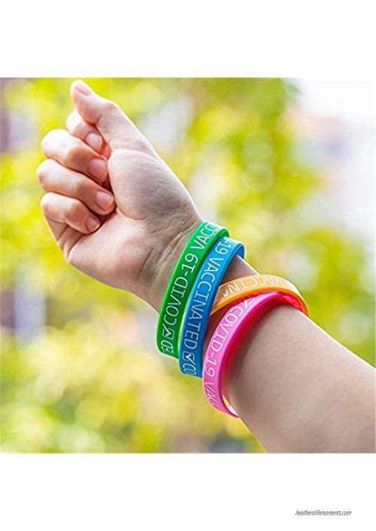 COLORFUL BLING Vaccinated Silicone Wristbands Vaccinated Bracelets for Vaccination Identification Support for Science Doctor Waterproof Comfortable 4 Colors Adult Size