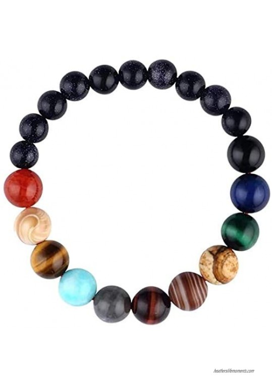 Comelyjewel Black Lava Stone 7 Chakra Bracelets Rock Bead Elastic Natural Stones Gemstones Yoga Beads Bracelets for Men Women Girls Jewelry