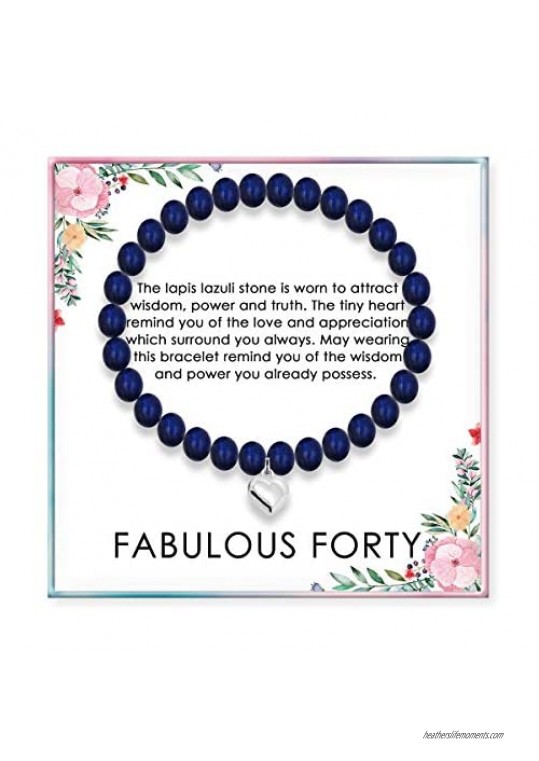 Diosky 40th Birthday Gifts for Women - Lapis Lazuli Beads Bracelet with Gift Wrapping  Card - 40 Year Old Jewelry Gifts Idea for Friends  Wife  Mom  Daughter  Sister