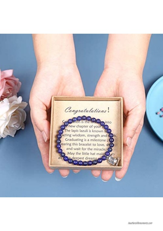 Graduation Gifts for Her - Inspirational Adjustable Bracelet Bead for College High School Student with Message Card & Gift Box