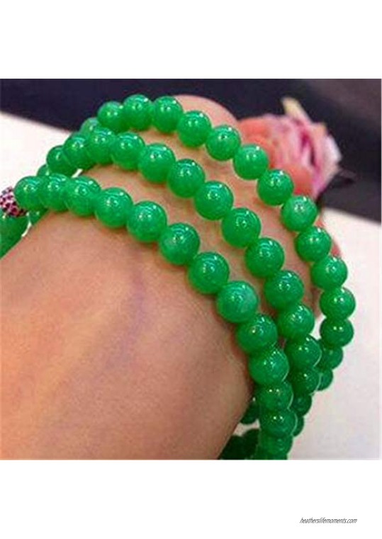 Green jade bracelet for women Gemstone Healing Chakra Bracelet Anxiety Crystal Natural Stone Men Women Stress Relief Yoga Protection 7.5 inch (8 mm Bead)