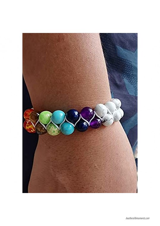 Jewbelet Chakra Bracelets Healing Crystal Anxiety 7 Chakras Bracelet Double Layer Natural Gemstone Yoga Bead Bracelet For Womens Men
