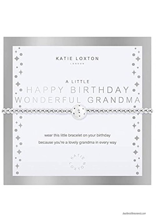 Katie Loxton a Little Beautifully Boxed Happy Birthday Wonderful Grandma Womens Stretch Adjustable Band Fashion Charm Bracelet