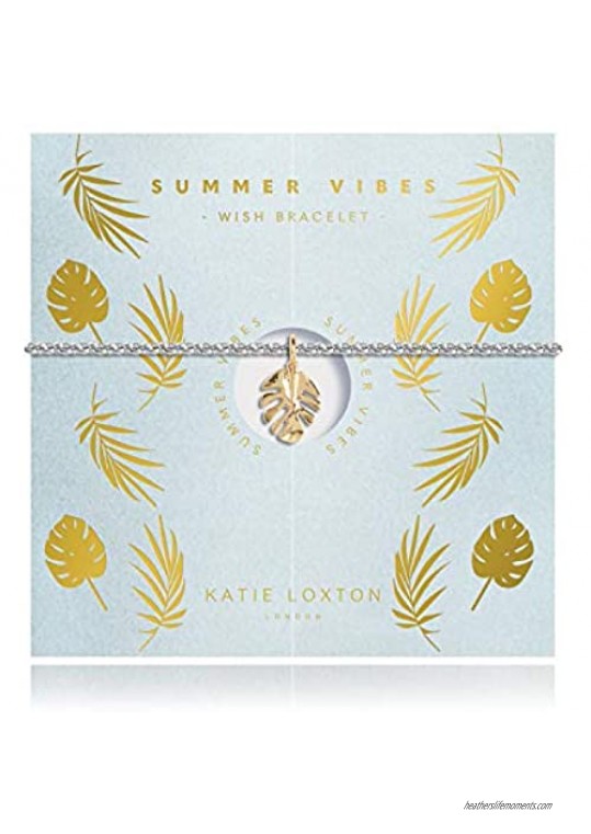 Katie Loxton Summer Vibes Womens Silver Plated Adjustable Wish Charm Bracelet