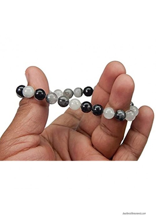 Myhealingworld Natural Black Rutile Quartz 8mm Beads Healing Balancing Bracelet.