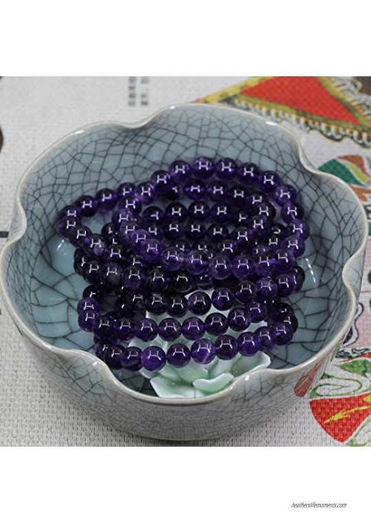 Natural A Grade Purple Quartz Gemstone 8mm Round Beads Stretch Bracelet 7 Unisex