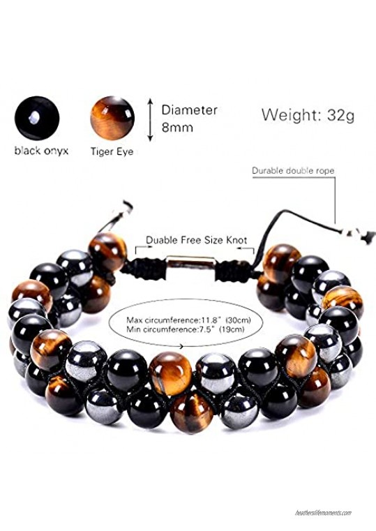 PINZHIGAO 8MM Tiger Eye Bracelet Adjustable Bead Bracelet Yoga Stone Beads Bracelets Healing Stress Relief Anxiety Bracelets for Women Men Crystals and Healing Stones