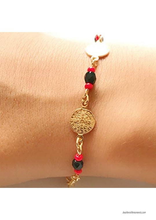 Saint Benedict Crystal Beads Bracelet for Women Protection Jewelry
