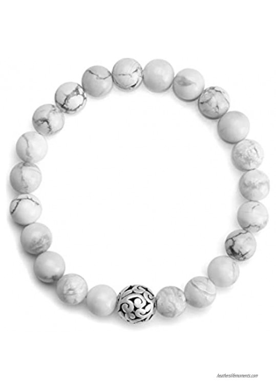 Top Plaza Healing Crystal Stone Bead Stretch Bracelet Elastic Gemstone Beaded Bracelets Yoga Meditation Reiki Balancing Quartz Jewelry for Womens Mens