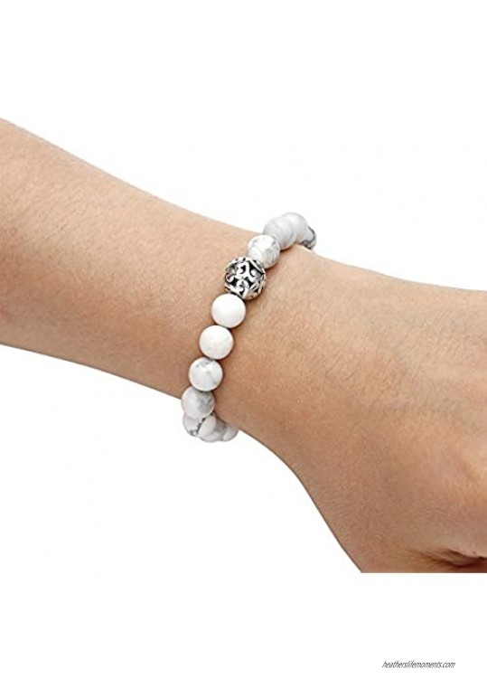 Top Plaza Healing Crystal Stone Bead Stretch Bracelet Elastic Gemstone Beaded Bracelets Yoga Meditation Reiki Balancing Quartz Jewelry for Womens Mens