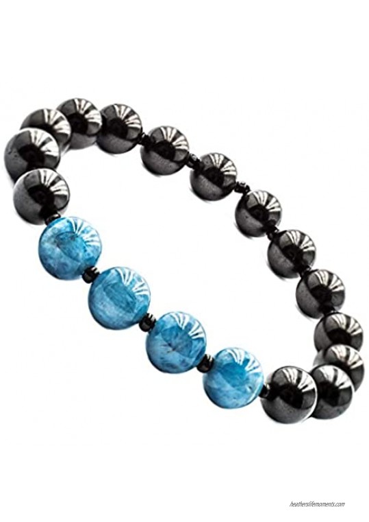 Wallystone Gems Shungite Bracelet Stretch with Natural Shungites and Gemstones Round Beads 8mm