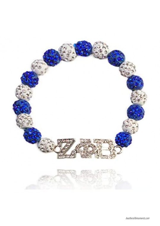 ZPB Sorority Gift Greek Sorority Jewelry Gift for Finer Women Crystal Beaded Bracelet