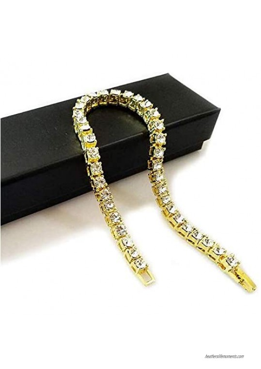 14K Gold Plated 3mm Cubic Zirconia Classic Tennis Bracelet | Gold Bracelets for Women | Size 7.5 Inch