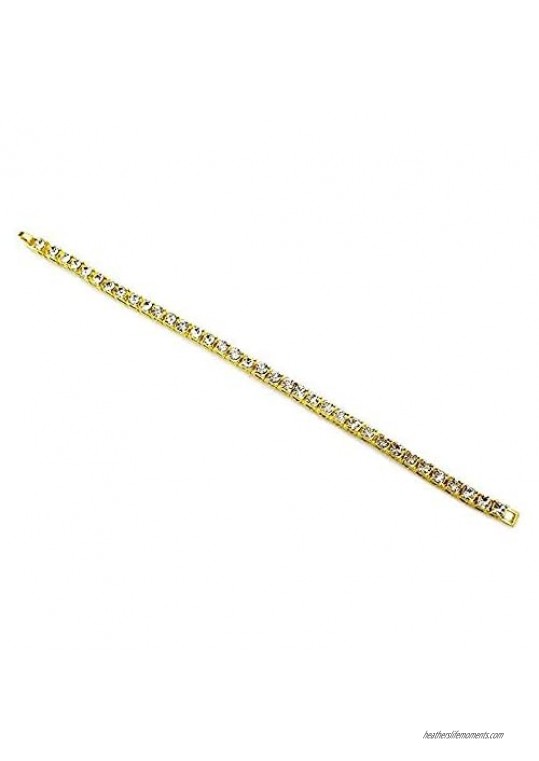 14K Gold Plated 3mm Cubic Zirconia Classic Tennis Bracelet | Gold Bracelets for Women | Size 7.5 Inch