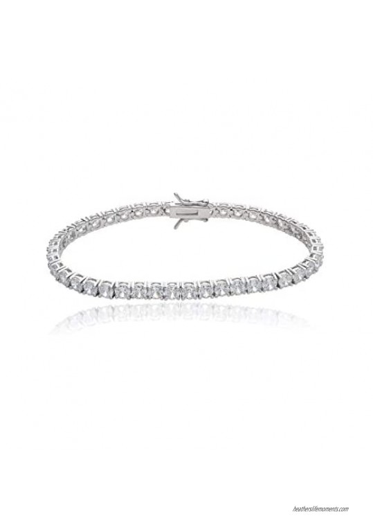 14K Gold Plated Round Cubic Zirconia Tennis Necklace Classic Tennis Bracelet for Women