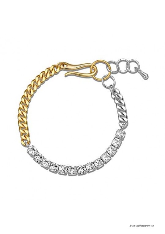 14K White Gold Plated Bracelet | 5mm Cubic Zirconia Classic Tennis Bracelet | silver Bracelets for women | Size 6-8 Inch