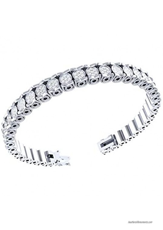 2.00 ct. t.w. IGI Certified Natural Diamond Cluster Tennis Bracelet in Sterling Silver for Women  7 inch