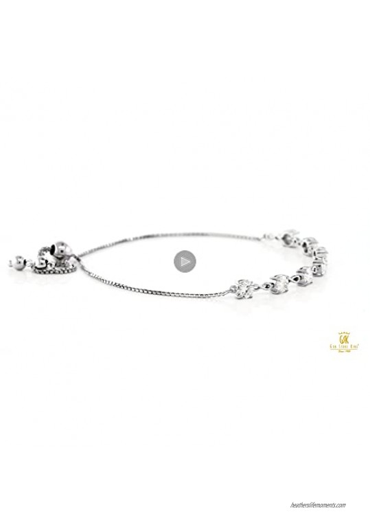 925 Sterling Silver 7 Stone Adjustable Tennis Bracelet Fits Up To 9 inch Wrist Set Round Forever Classic Faint Color 2.03 ct (DEW) Created Moissanite from Charles & Colvard
