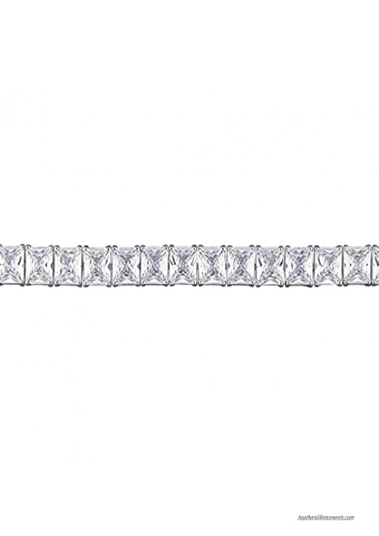 Abbie+Cleo Radiant Shape Cubic Zirconia Tennis Bracelet in White Sterling Silver 7.25
