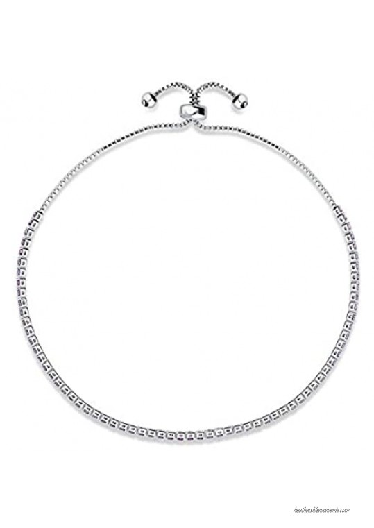 BERRICLE Rhodium Plated Base Metal Cubic Zirconia CZ Fashion Tennis Bracelet