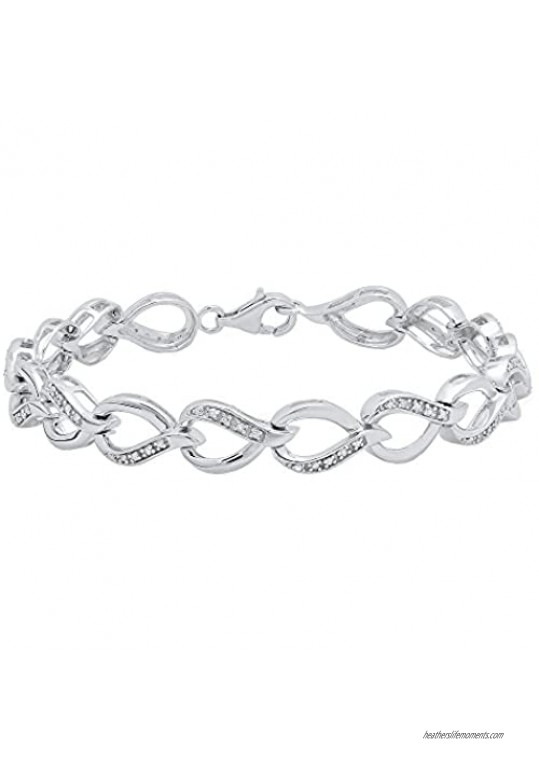Dazzlingrock Collection 0.15 Carat (ctw) Round White Diamond Ladies Tennis Link Bracelet  Sterling Silver