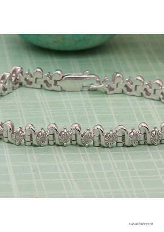 Dazzlingrock Collection 0.31 Carat (ctw) Real Round Cut White Diamond Ladies Tennis Bracelet 1/3 CT Sterling Silver