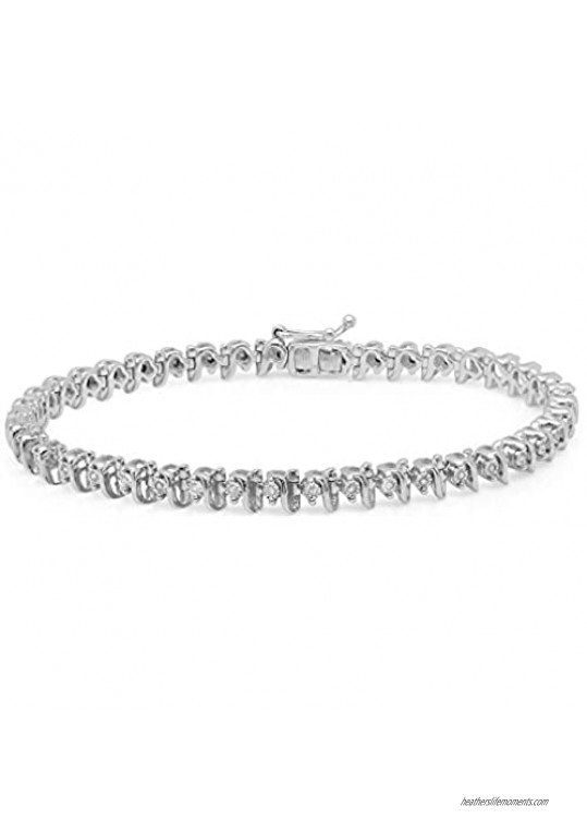 Dazzlingrock Collection 0.31 Carat (ctw) Real Round Cut White Diamond Ladies Tennis Bracelet 1/3 CT  Sterling Silver