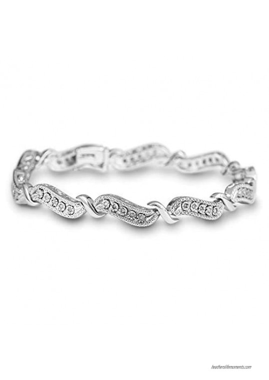 Devin Rose Rhodium Plated Sterling Silver Curved 1/4 Cttw Diamond Tennis Bracelet for Women ( IJ Color I2 - I3 Clarity)