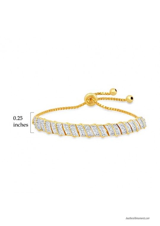 Diamond Accent Bolo Tennis Bracelet in Yellow Gold Over Sterling Silver