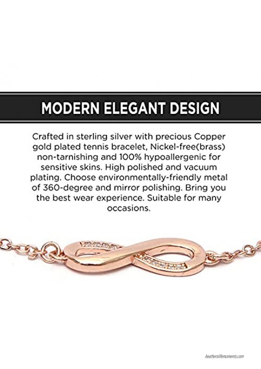 ETCBUYS Colorful Chain Tennis Bracelets | Gold Plated Silver Sterling Sparkle Cubic Zirconia Femme Accesorios Mujer Hip Hop Jewelry – Gold Copper Tone – Pack of 2