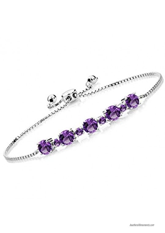 Gem Stone King 925 Sterling Silver Purple Amethyst Women Tennis Bracelet (2.62 Cttw  Gemstone Birthstone  Round 5MM)