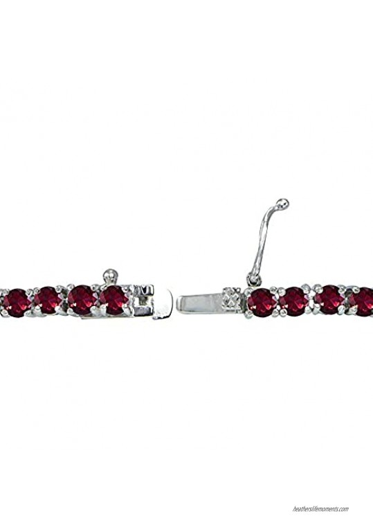 Ice Gems Sterling Silver Created Ruby Sapphire or Emerald Gemstone 3mm Round Tennis Bracelet