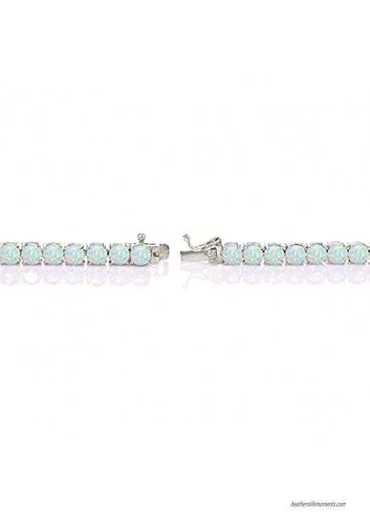 Ice Gems Sterling Silver Genuine or Created Gemstone 5mm Round Tennis Bracelet