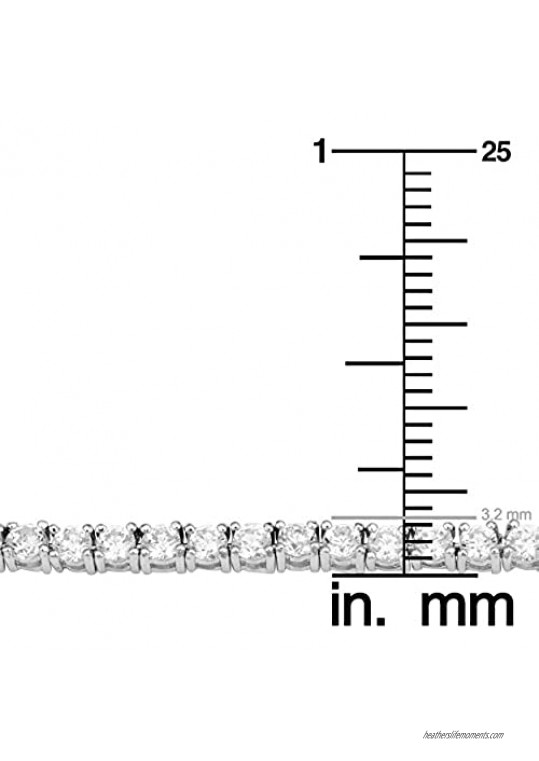 Kooljewelry Rhodium Plated Brass Cubic Zirconia Tennis Bracelet (3.2 mm 7.25 inch)