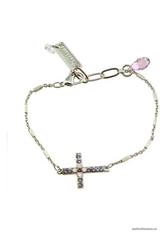Mariana Elizabeth Silver Plated Crystal Sideways Cross Bracelet