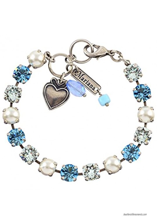 Mariana Tennis Bracelet  Silver Plated with Blue Crystal  8" 4252 202361