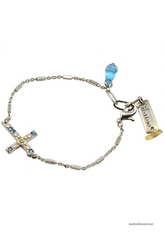 Mariana"Coco" Collection .925 Silver Plated Swarovski Crystal Sideways Cross Bracelet