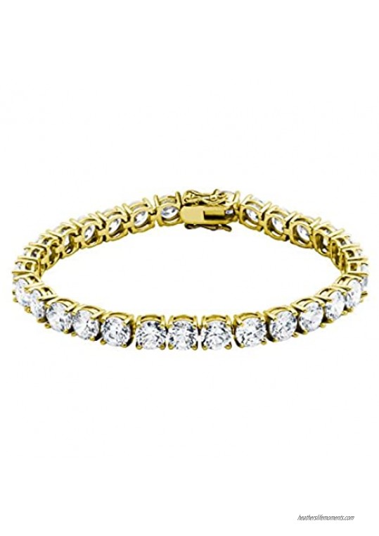 Morgan & Paige Yellow Gold-Plated Silver Round Cut 6mm Cubic Zirconia Tennis Bracelet 8
