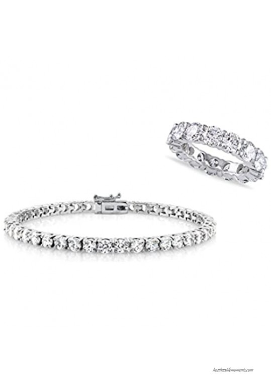 NYC Sterling Cubic Zirconia Eternity Ring and Tennis Bracelet Set
