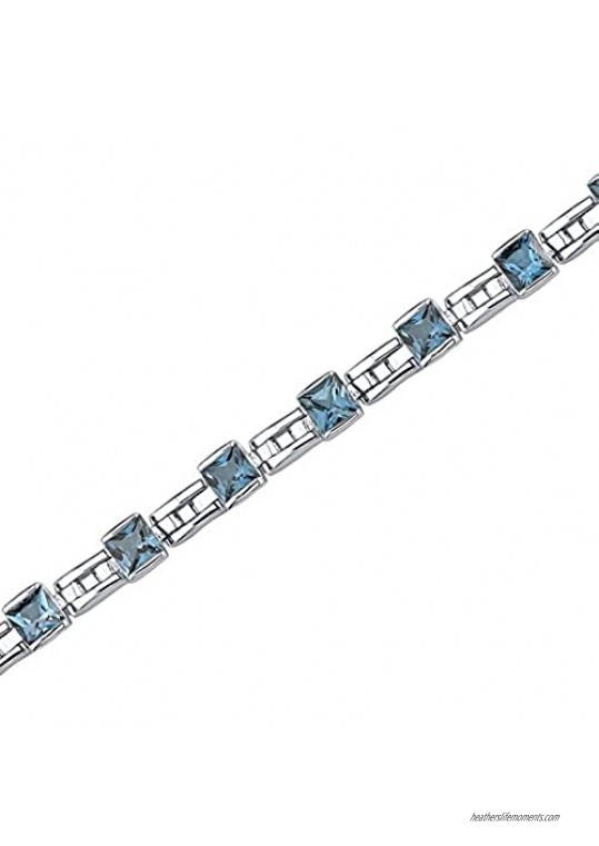 Peora Sterling Silver Tennis Bracelet for Women Princess Cut Natural and Created Gemstones 7.50 Inches