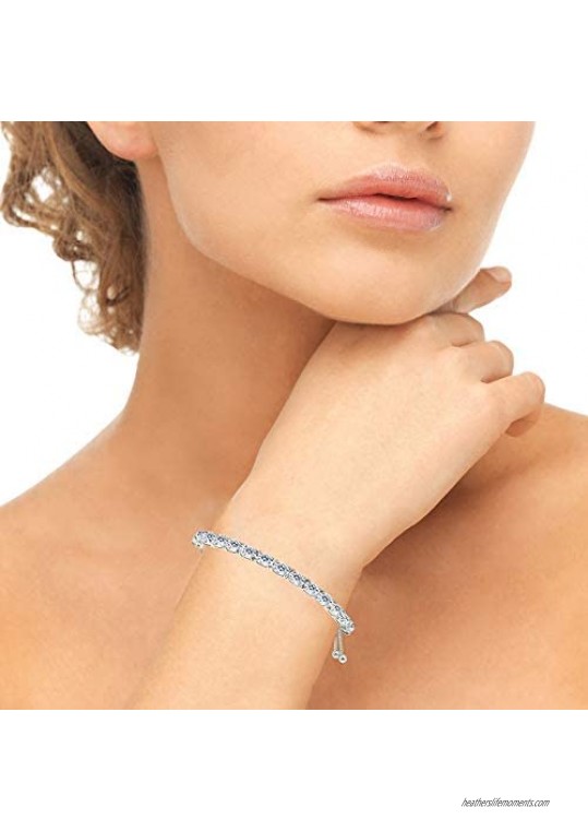Sterling Silver Polished 5x3mm Oval Adjustable Bolo Bracelet Made with AAA Zirconia
