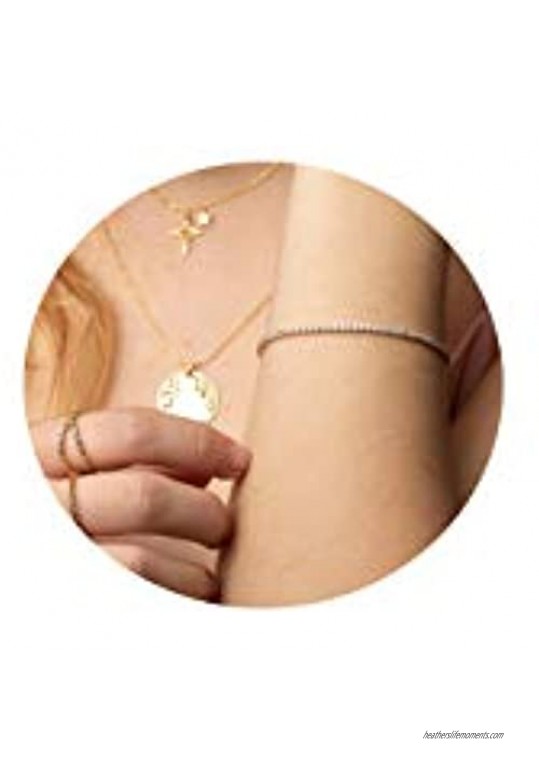Tasiso 18K Gold | Silver Plated Cubic Zirconia Classic Tennis Bracelet Handmade Sparkling CZ Adjustable Bracelet 5.9''+2'' Extender for Women Teen Girls