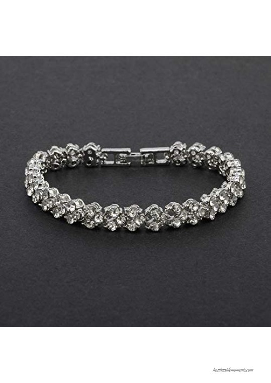 Women Crystal Zirconia Silver Plated Tennis Bracelet Shiny Diamond Bracelet for Wife Mom Girl Friend Birthday Present